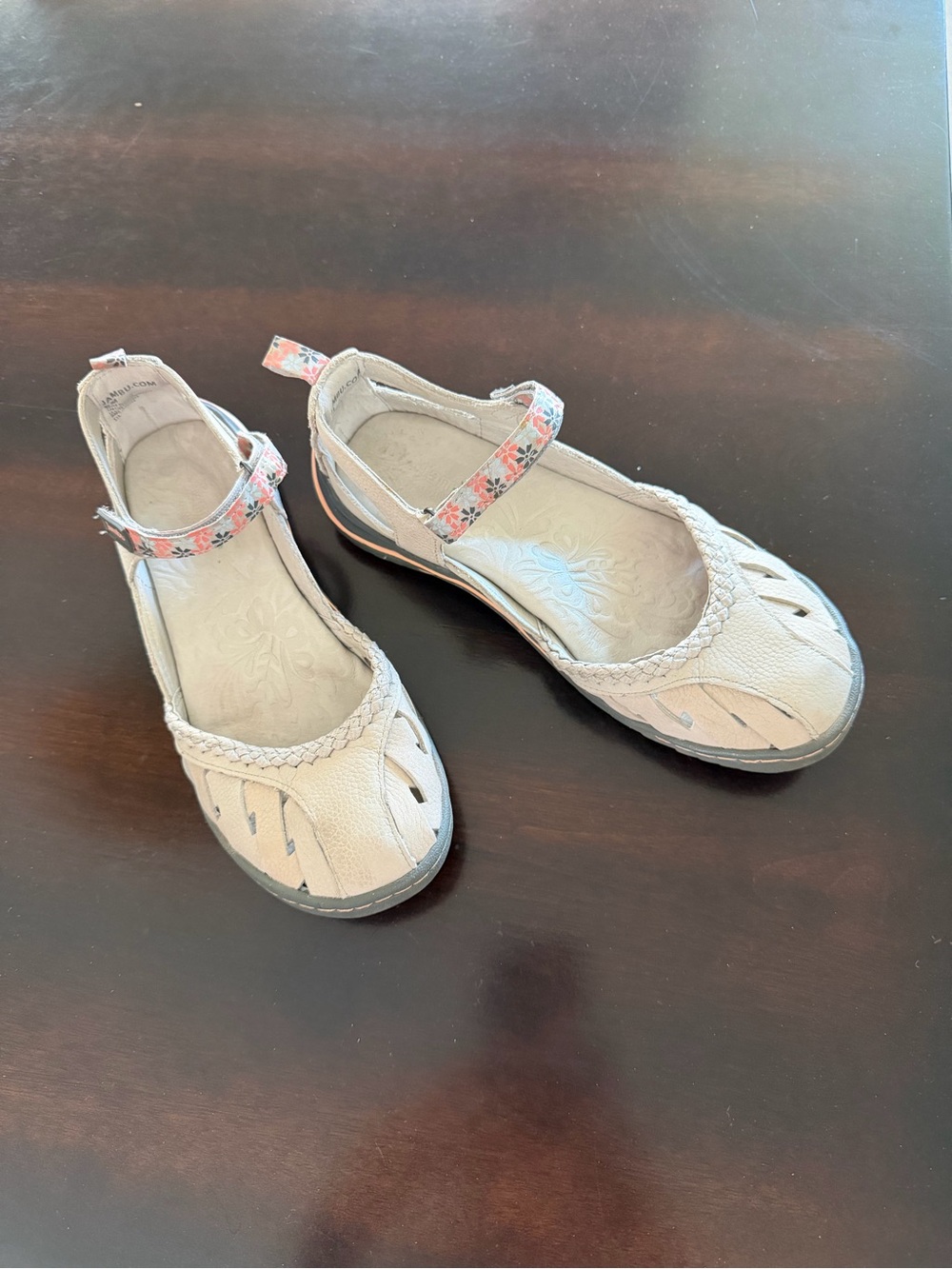 Jambu Cream Floral Ankle-Strap Mary Jane Sandals